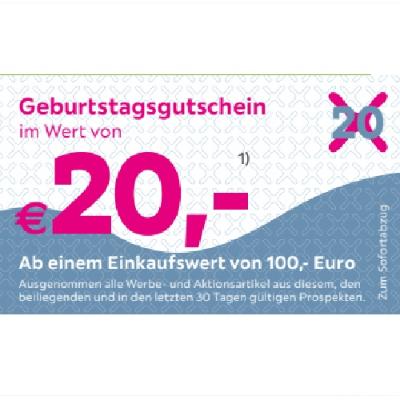 Promotion Bild von Geburtstagsgutschein im Wert von €20,- Ab einem Einkaufswert von 100,- Euro mömax