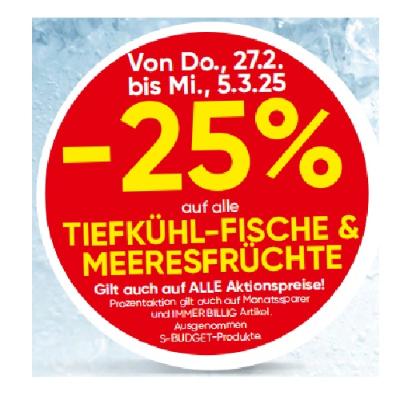 -25% auf alle TIEFKÜHL-FISCHE & MEERESFRÜCHTE EUROSPAR