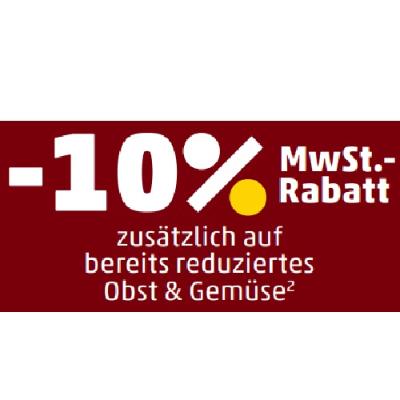 -10 MwSt.-Rabatt zusätzlich auf bereits reduziertes Obst & Gemüse Penny