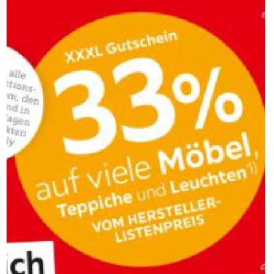 Promotion Bild von 33% auf viele Möbel, Teppiche und Leuchten XXXLutz