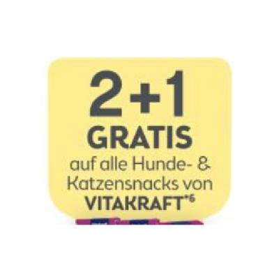 Promotion Bild von 2+1 GRATIS auf alle Hunde- & Katzensnacks von VITAKRAFT BIPA