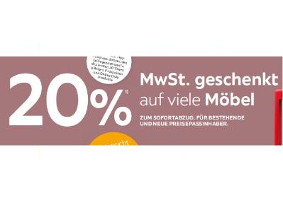 20% MwSt. geschenkt auf viele Möbel XXXLutz