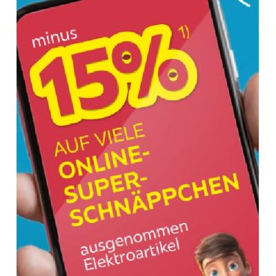 minus 15% AUF VIELE ONLINE-SUPER-SCHNÄPPCHEN ausgenommen Elektroartikel Möbelix