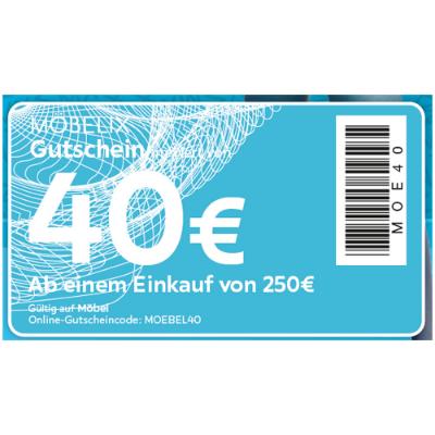 Promotion Bild von 40€ Gutschein* Möbelix gültig auf Möbel ab einem Einkauf von 250€