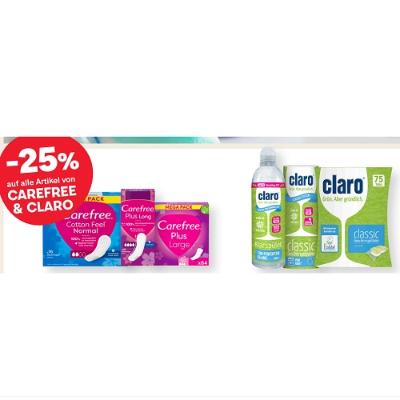 -25% auf alle Artikel von CAREFREE & CLARO MPREIS