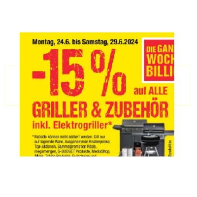 Promotion Bild von -15% auf ALLE GRILLER & ZUBEHÖR inkl. Elektrogriller Maximarkt
