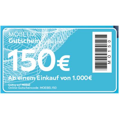 Promotion Bild von 150€ Gutschein* Möbelix gültig auf Möbel ab einem Einkauf von 1000€