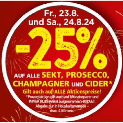 Promotion Bild von -25% AUF ALLE SEKT, PROSECCO, CHAMPAGNER UND CIDER SPAR