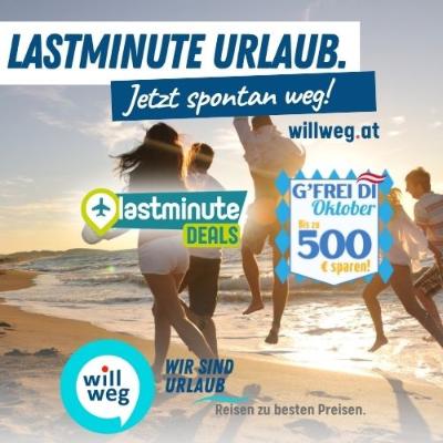 Lastminute Urlaub- Jetzt spontan weg! willweg.at