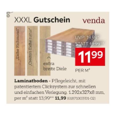 Promotion Bild von venda Laminatboden je 11,99€ XXXLutz