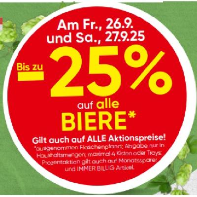 Bis zu -25% auf alle BIERE SPAR