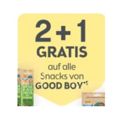 Promotion Bild von 2+1 GRATIS auf alle Snacks von GOOD BOY BIPA