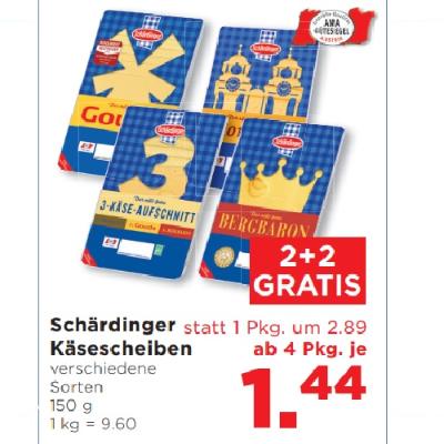 Promotion Bild von Schärdinger Käsescheiben verschiedene Sorten ab 4 Pkg. je 1.44€ Unimarkt