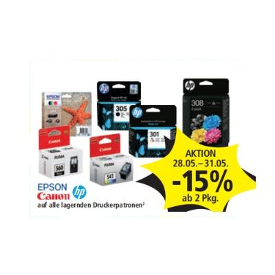 -15% ab 2 Pkg. EPSON, Canon, hp auf alle lagernden Druckerpatronen PAGRO & LIBRO