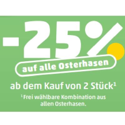 -25% auf alle Osterhasen ab dem Kauf von 2 Stück Penny
