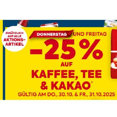 -25% AUF KAFFEE, TEE & KAKAO BILLA