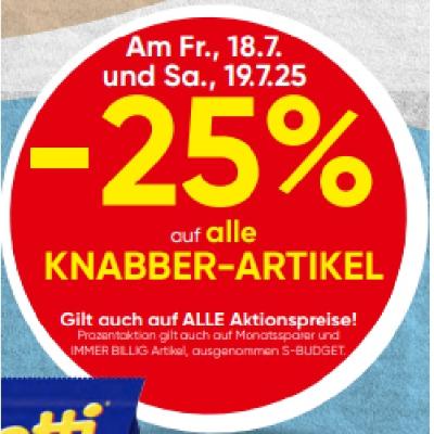 Promotion Bild von -25% auf alle KNABBER-ARTIKEL SPAR