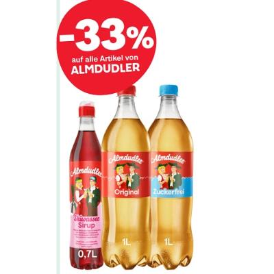 -33% auf alle Artikel von ALMDUDLER MPREIS