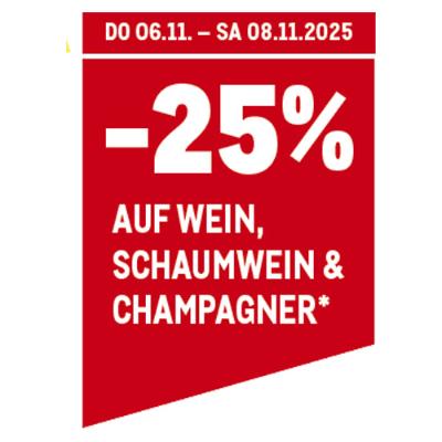 -25% auf Wein, Schaumwein & Champagner* METRO