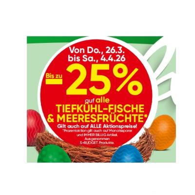 Bis zu -25% auf alle TIEFKÜHL-FISCHE & MEERESFRÜCHTE EUROSPAR