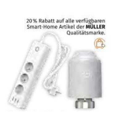 Promotion Bild von 20% Rabatt auf alle verfügbaren Smart-Home Artikel der MÜLLER Qualitätsmarke Müller Drogerie