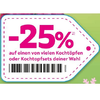-25% auf einen von vielen Kochtöpfen oder Kochtopfsets deiner Wahl mömax