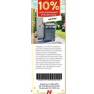 10% JUBILÄUMSRABATT auf Grills HELLWEG