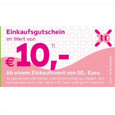 Einkaufsgutschein im Wert von €10,- Ab einem Einkaufswert von 50,- Euro mömax
