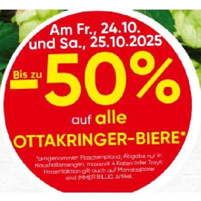 Bis zu -50% auf alle OTTAKRINGER-BIERE EUROSPAR