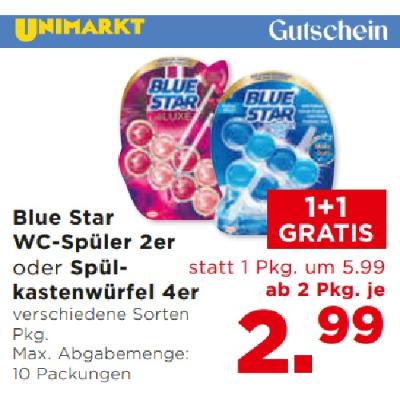 Blue Star WC-Spüler 2er oder Spülkastenwürfel 4er verschiedene Sorten ab 2 Pkg. je 2.99€ Unimarkt