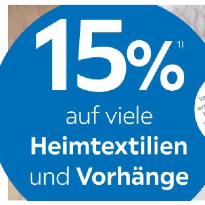 Promotion Bild von 15% auf viele Heimtextilien und Vorhänge XXXLutz