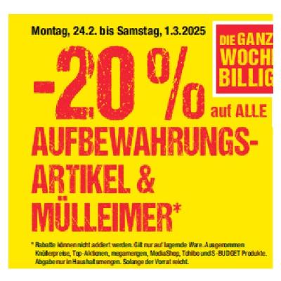 Promotion Bild von -20% auf ALLE AUFBEWAHRUNGS-ARTIKEL & MÜLLEIMER Maximarkt