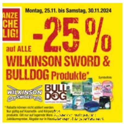 -25% auf ALLE WILKINSON SWORD & BULLDOG Produkte Maximarkt