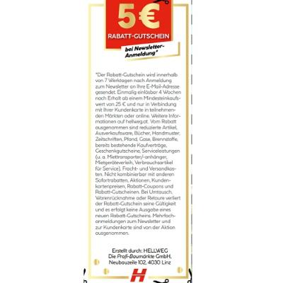 5 € RABATT-GUTSCHEIN bei Newsletter-Anmeldung HELLWEG