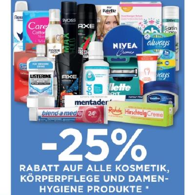 Promotion Bild von -25% RABATT AUF ALLE KOSMETIK, KÖRPERPFLEGE UND DAMENHYGIENE PRODUKTE Unimarkt