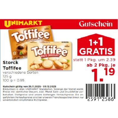 Storck Toffifee verschiedene Sorten ab 2 Pkg. je 1.19€ Unimarkt
