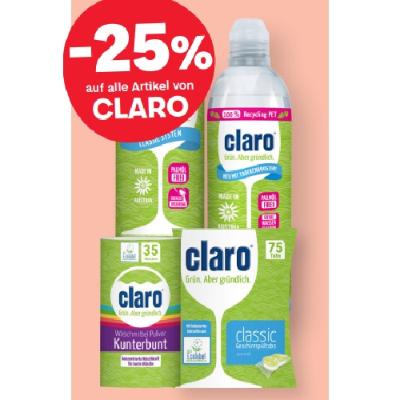 -25% auf alle Artikel von CLARO MPREIS