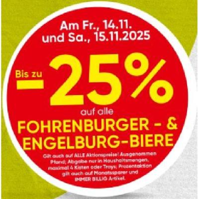 Bis zu -25% auf alle FOHRENBURGER- & ENGELBURG-BIERE SPAR