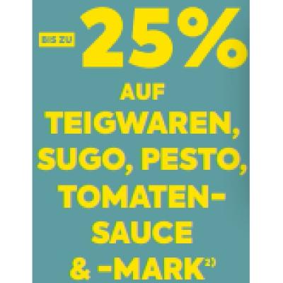 BIS ZU -25% AUF TEIGWAREN, SUGO, PESTO, TOMATENSAUCE & -MARK BILLA PLUS