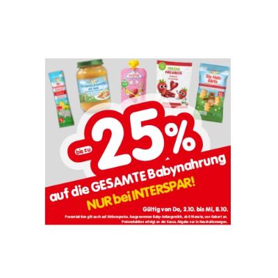 bis zu -25% auf die GESAMTE Babynahrung INTERSPAR
