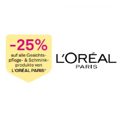 Markenaktion: -25% auf alle Gesichtspflege- & Schminkprodukte von L’ORÉAL PARIS BIPA