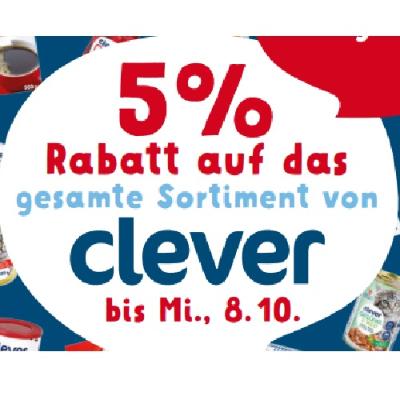 5% Rabatt auf das gesamte Sortiment von clever BILLA PLUS