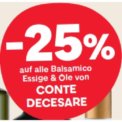 -25% auf alle Balsamico Essige & Öle von CONTE DECESARE MPREIS