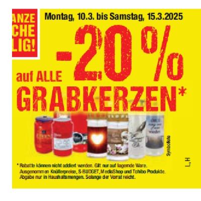 Promotion Bild von -20% auf ALLE GRABKERZEN Maximarkt