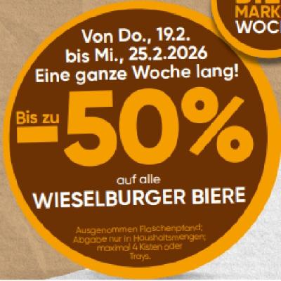 Bis zu -50% auf alle WIESELBURGER BIERE SPAR