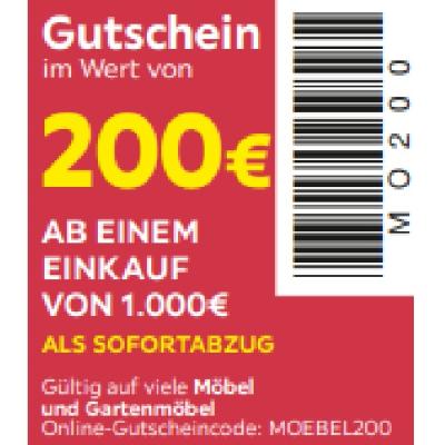 200€ AB EINEM EINKAUF VON 1.000€ ALS SOFORTABZUG Möbelix