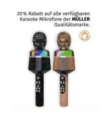 Promotion Bild von 20% Rabatt auf alle verfügbaren Karaoke Mikrofone der MÜLLER Qualitätsmarke Müller Drogerie