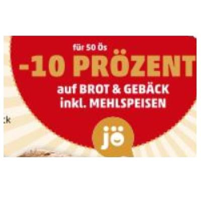 Promotion Bild von für 50 Ös -10 PRÖZENT auf BROT & GEBÄCK inkl. MEHLSPEISEN Penny