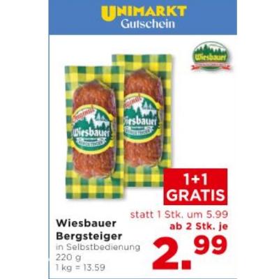 Promotion Bild von Wiesbauer Bergsteiger ab 2 Stk. je 2.99€ Unimarkt