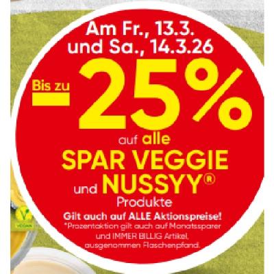 Bis zu -25% auf alle SPAR VEGGIE und NUSSYY Produkte SPAR